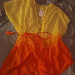 Beach coverup ombre yellow and orange